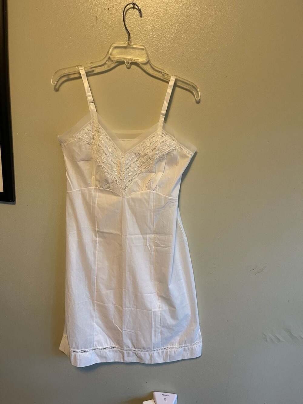Vintage 1950s-60s "Gaymode" Penneys  White Lace Trim Full Slip Dress Size 38 Dai